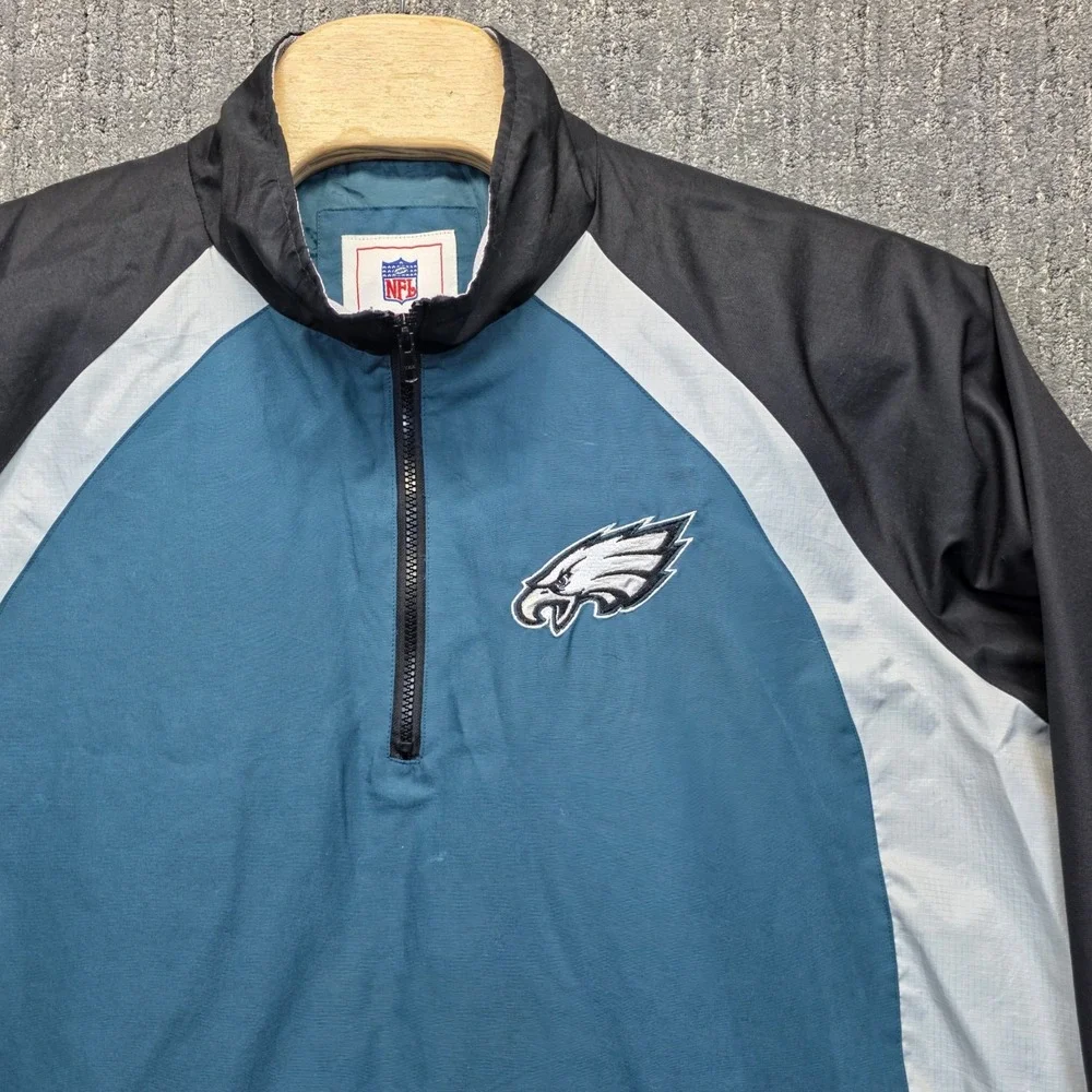 Philadelphia Eagles Windbreaker Jacket Mens 2XL 1/4 Zip Pullover Embroidered NFL